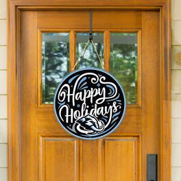 Evergreen Enterprises - Utah Mammoth 18" Happy Holidays Wooden Round Door Sign - Multicolor