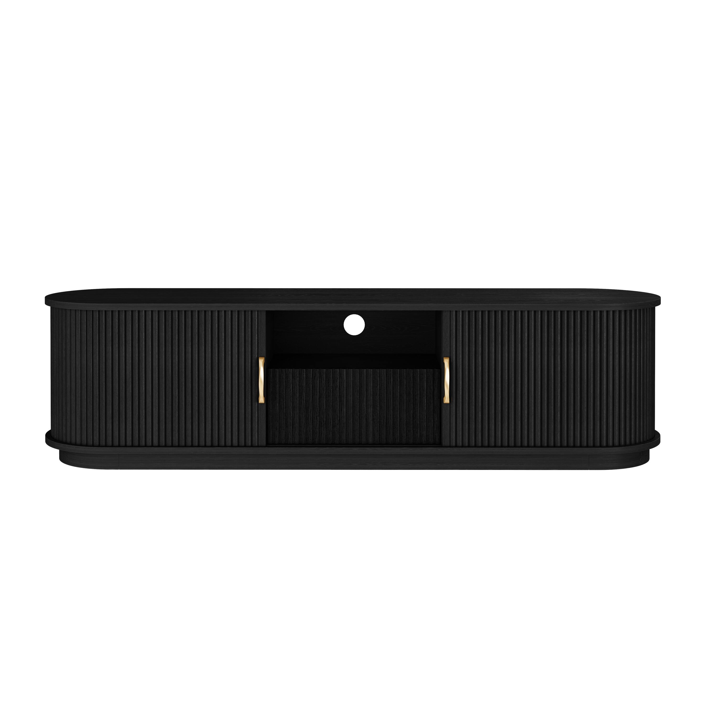 Angle. Whisen - Fluted TV Stand TVs up to 75" with Sliding Slatted Doors and Cable Management - Black.