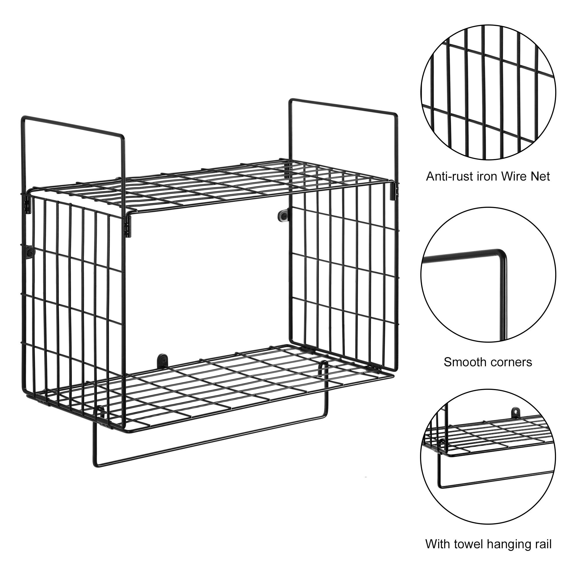 Anti-rust iron Wire Net  
Smooth corners  
With towel hanging rail