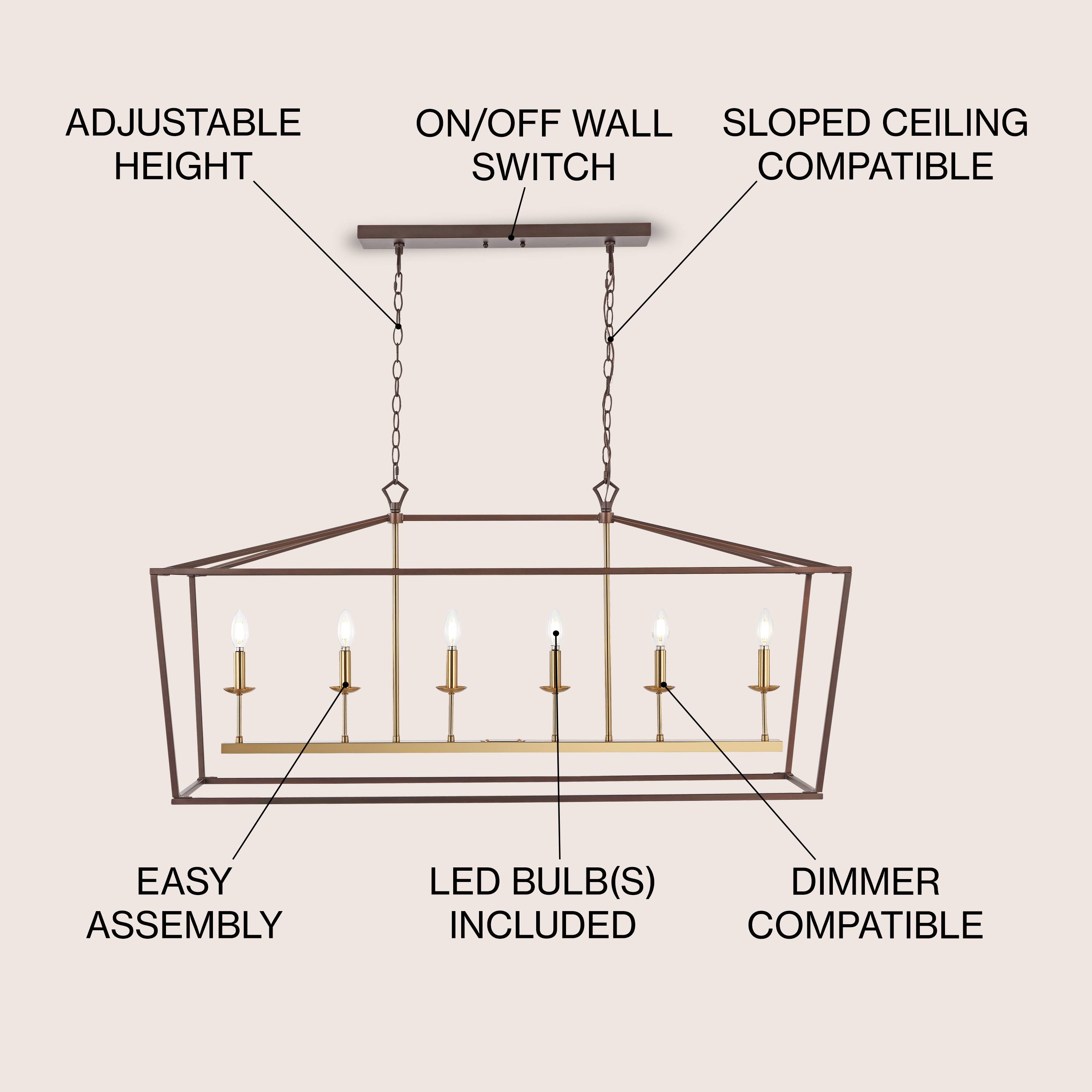 ADJUSTABLE ON/OFF WALL SLOPED CEILING HEIGHT SWITCH COMPATIBLE EASY ASSEMBLY LED BULB(S) DIMMER INCLUDED COMPATIBLE
