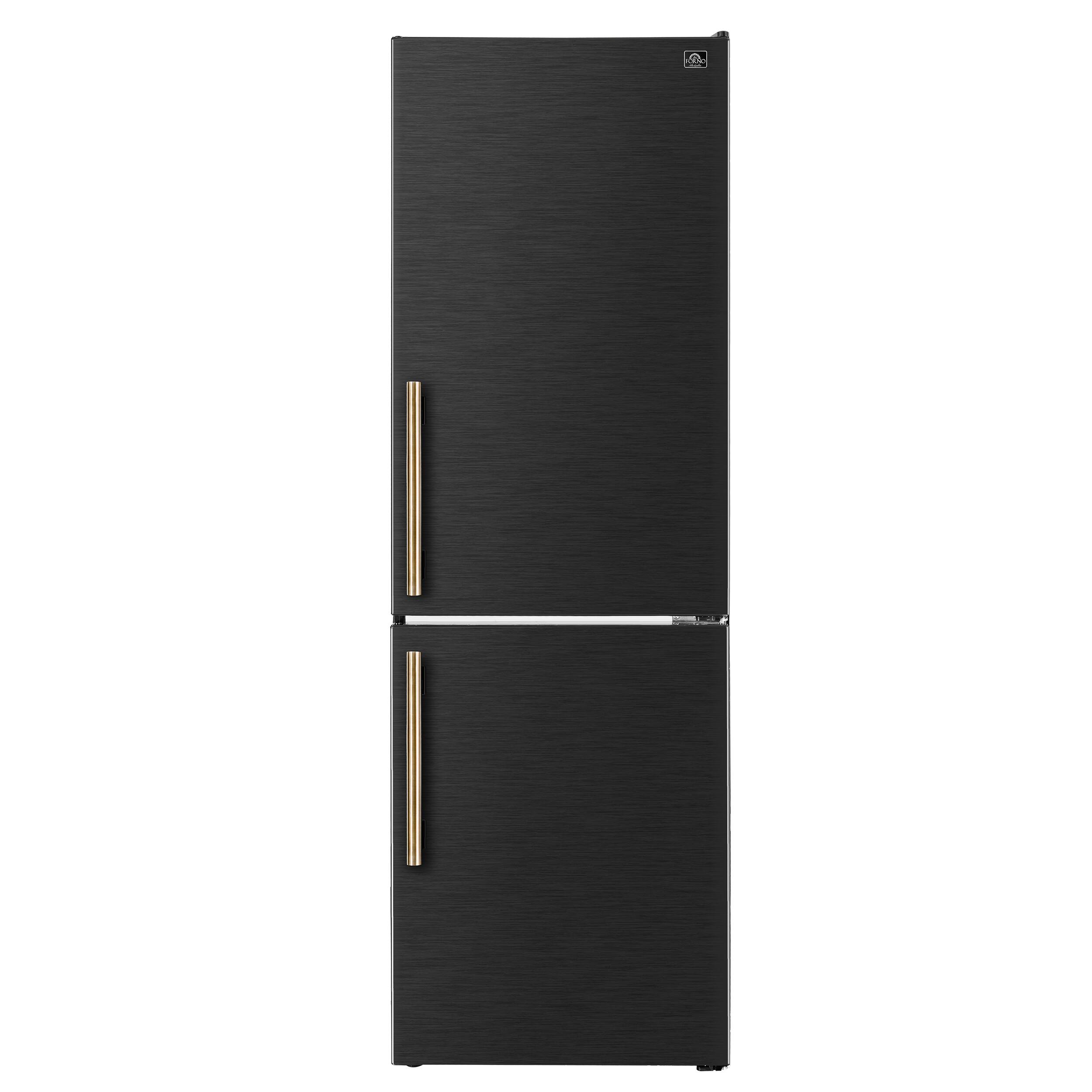 Front. Forno Appliances - Custodia 10.3 Cu. Ft. 24" Counter-Depth Bottom Freezer Refrigerator with Right-Hinge Door and Total No Frost - Black - Black.