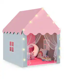 Sugift - Kids Playhouse Tent with Star Lights & Mat for Girls & Boys, Indoor/Outdoor Gift