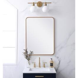 Elegant Decor - Soft corner metal rectangular mirror 24x32 inch - Brass