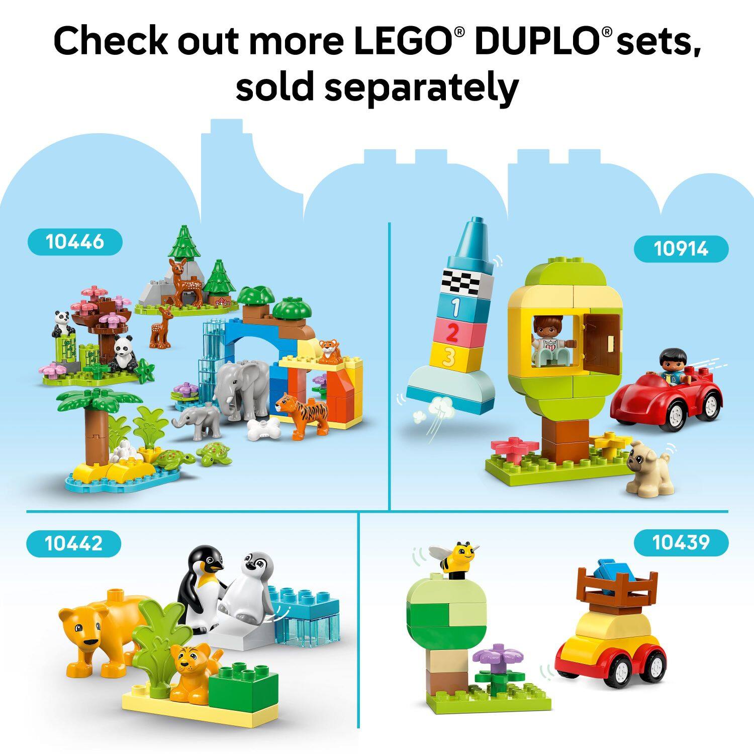 Check out more LEGO DUPLO sets, sold separately: 10446, 10914, PNE 1, 2, 3, np, 10442, 10439.