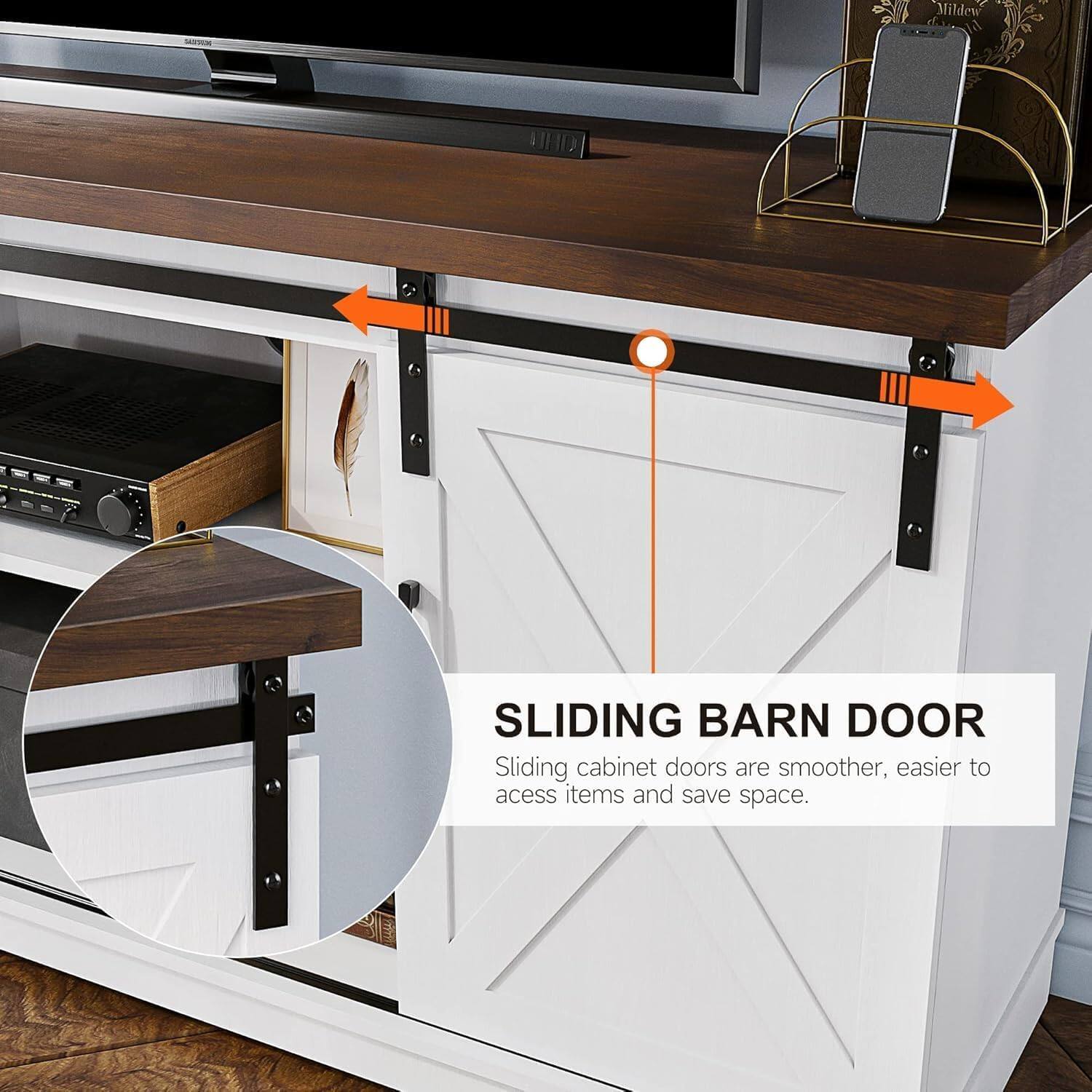 SLIDING BARN DOOR  
Sliding cabinet doors are smoother, easier to access items and save space.