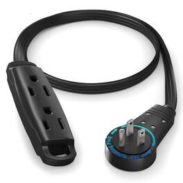 Maximm - 360 Degree Rotating Flat Extension Cord 1 Ft Multi 3 Outlet Power Cord Grounded 16 AWG UL Certified - Black