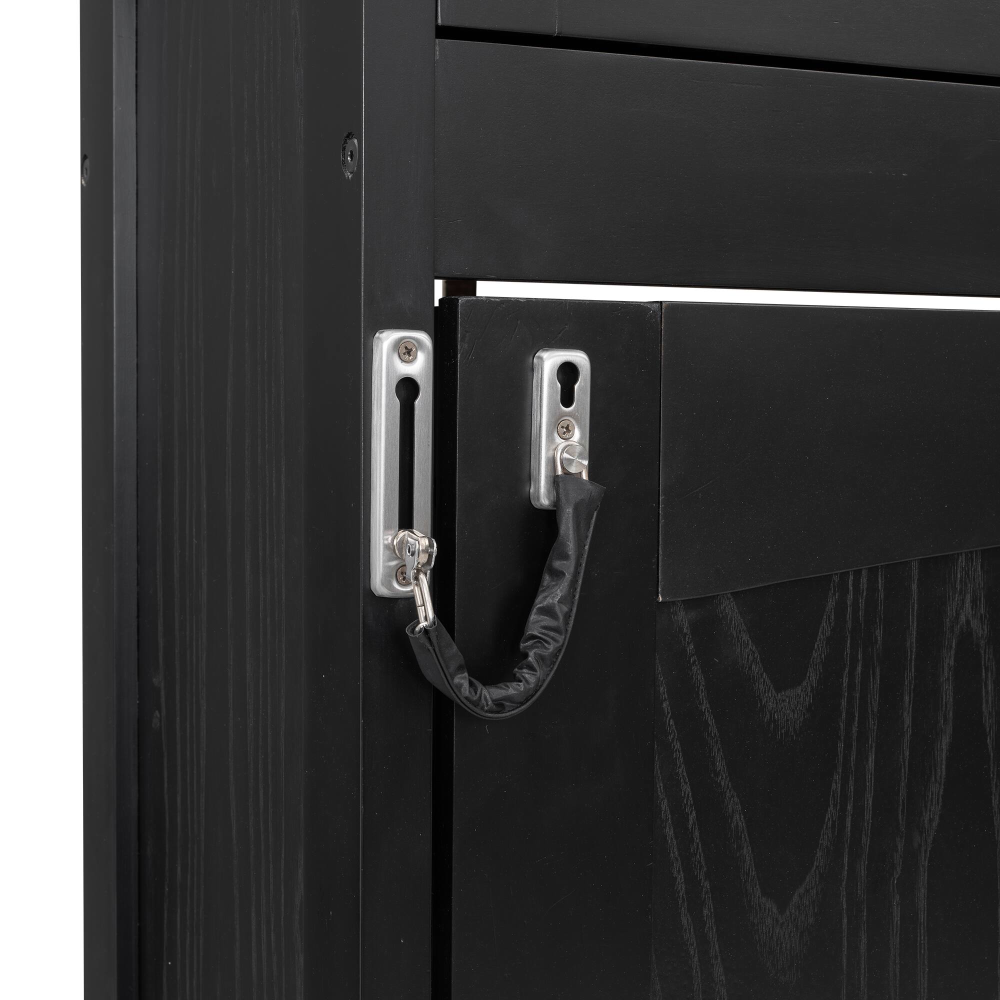 Alt View 4. Whisen - Full Size Murphy Bed with Integrated Storage Cabinets, Space-Saving Foldable Wall Bed Frame - Black.