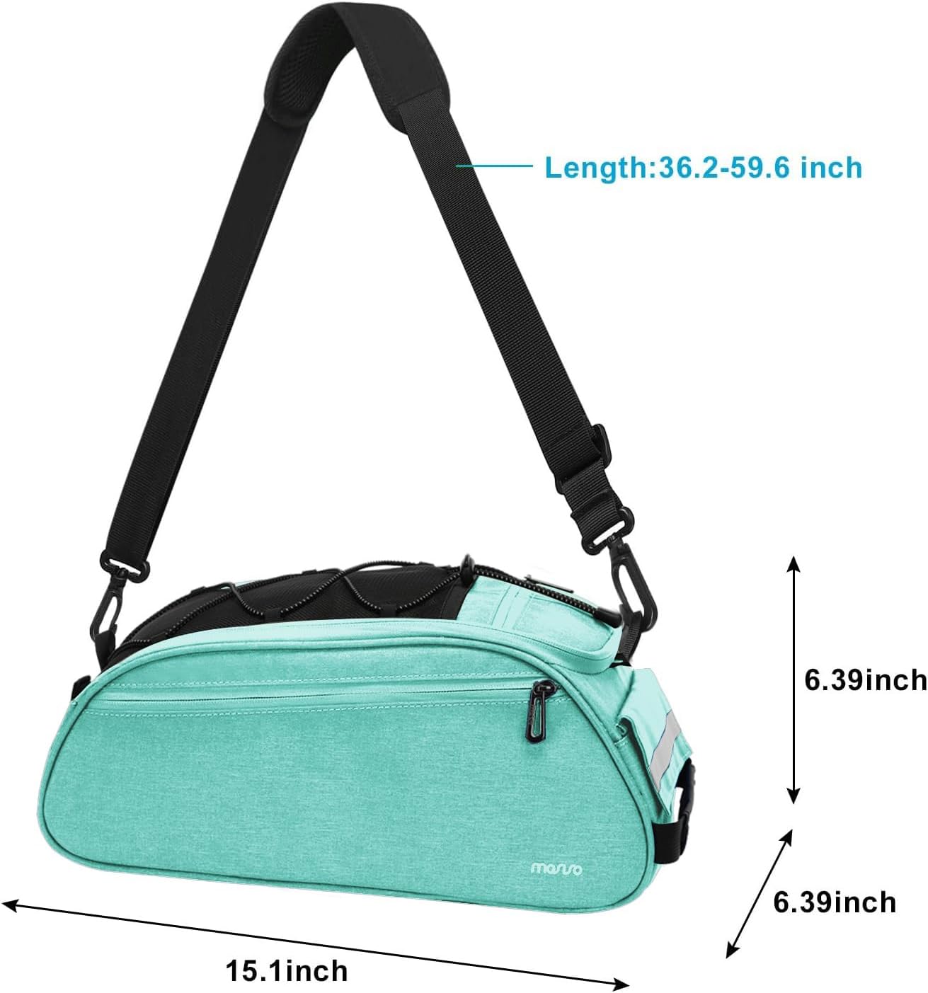 Length: 36.2-59.6 inch  
6.39 inch  
6.39 inch  
15.1 inch