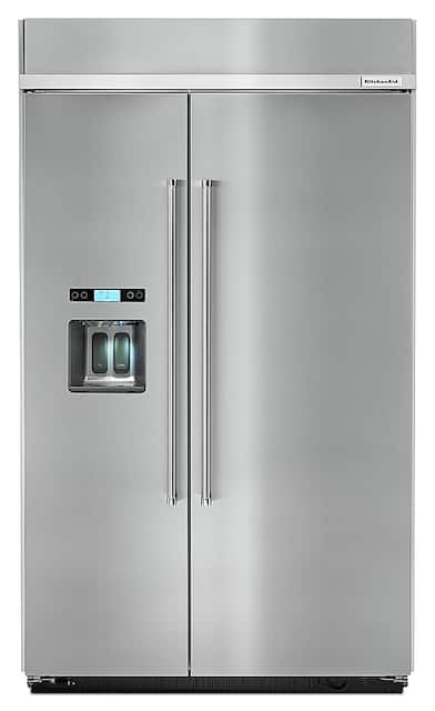 Kitchenaid 29 5 Cu Ft Side By Side Built In Refrigerator Stainless Steel Kbsd608ess Best Buy