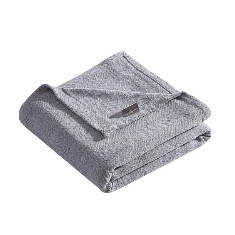 Back. Hivvago - Twin size Cozy Lightweight Grey 100-Percent Cotton Blanket - Machine Washable - Grey.