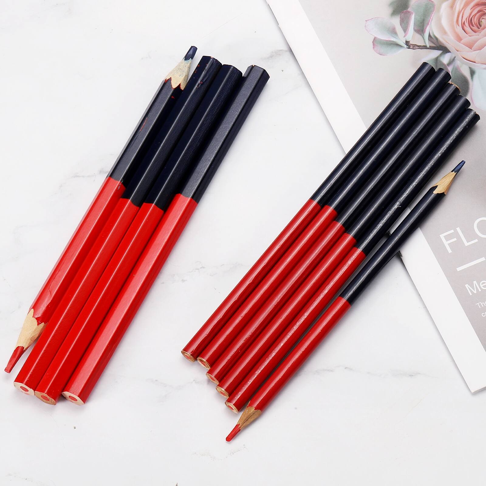 Alt View 4. Unique Bargains - Colored Pencil, 8pcs Wooden Pencils HB Graphite Double-Ended for Office, Eng, Writing, Art, Drawing, Paint, Woodwork - Red Blue.