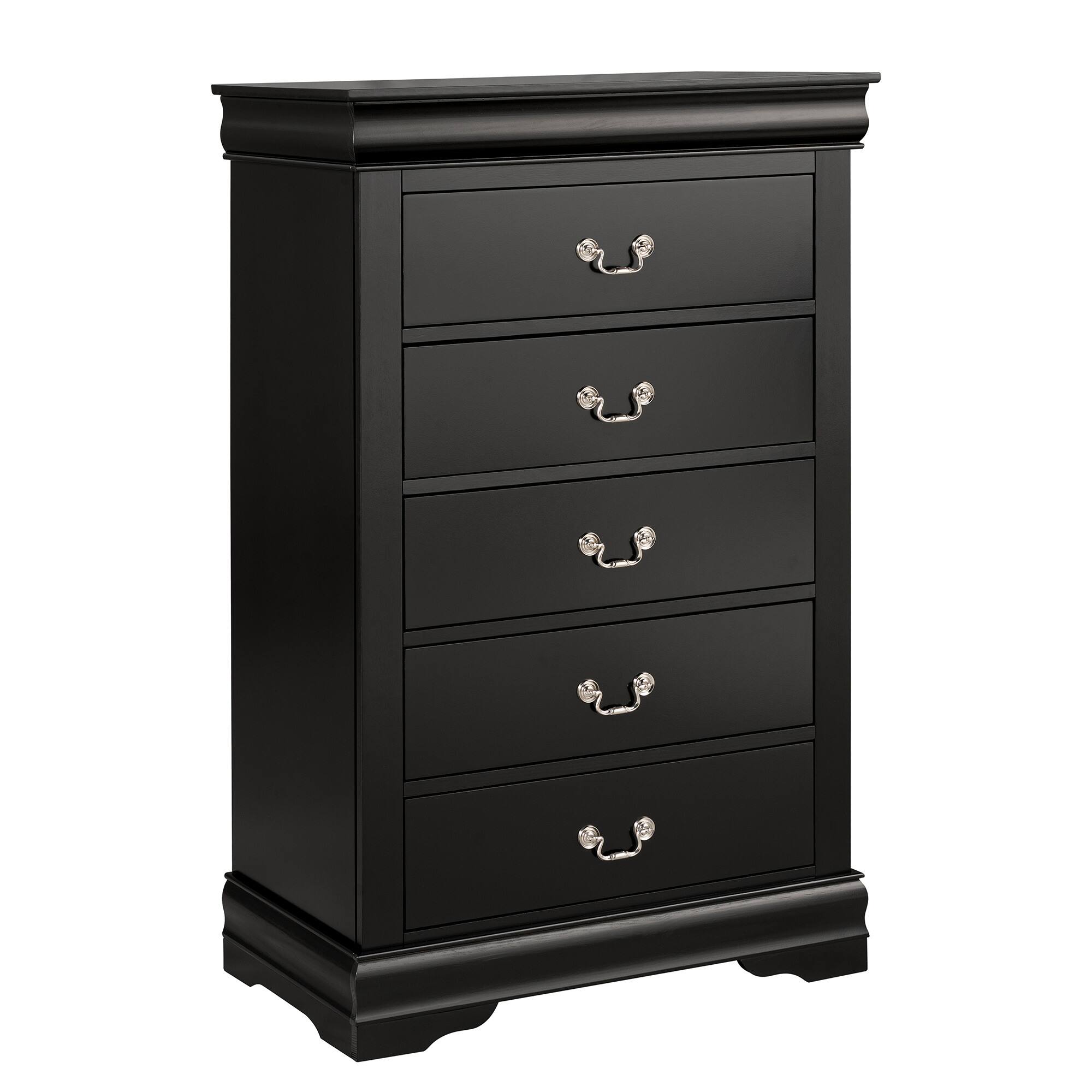 Alt View 4. Vaczon - Solid Wood Dressing Chest Multi‑Drawer Dresser Cabinet English Dovetail for Bedroom, Closet & Hallway Storage - Black.
