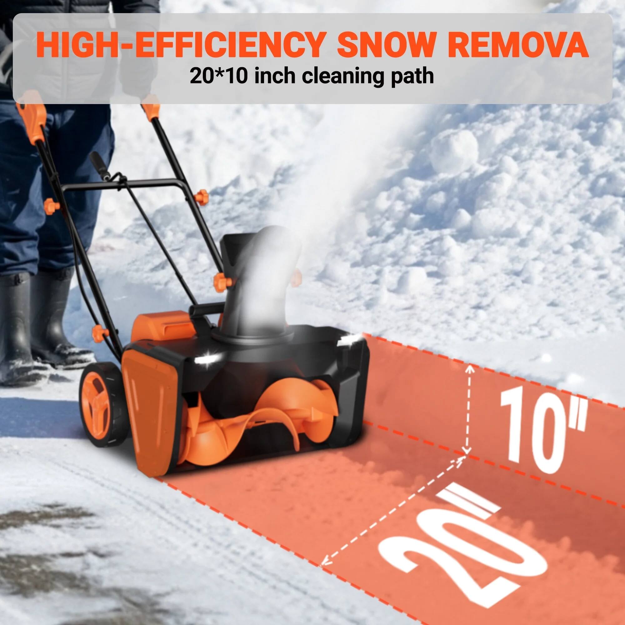 Voltask 48V 20 Inch Brushless Cordless Snow Blower Wheels