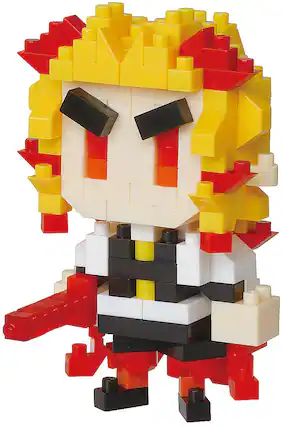 Front. Bandai - Nanoblock - Demon Slayer - Character Collection - Kyojuro Rengoku Building Kit - COLLECTIBLES - Multicolor.