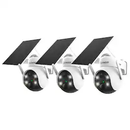 Defender - Solar Powered 4K AI Everwatch Wireless Security PTZ Camera with 3W Solar Panel, AI Detection, 3 Pack - White
