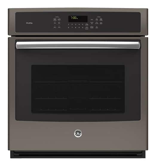 GE - Profile 27" Built-In Single Electric Convection Wall Oven - Slate - Larger Front