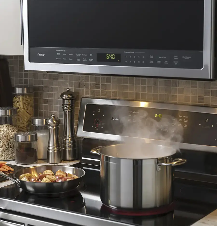 Alt View 16. GE Profile - 2.1 Cu. Ft. Over-the-Range Microwave with Sensor Cooking - Stainless Steel.