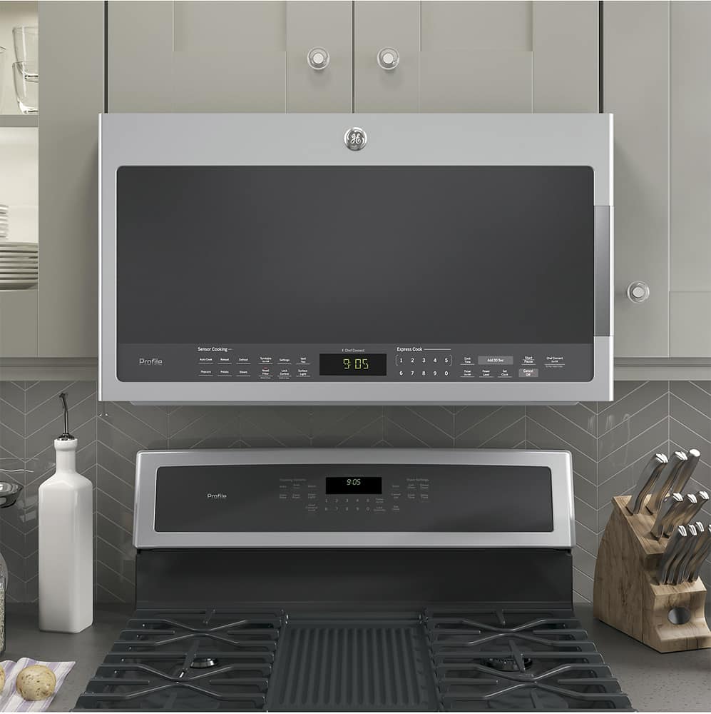 Alt View 18. GE Profile - 2.1 Cu. Ft. Over-the-Range Microwave with Sensor Cooking - Stainless Steel.