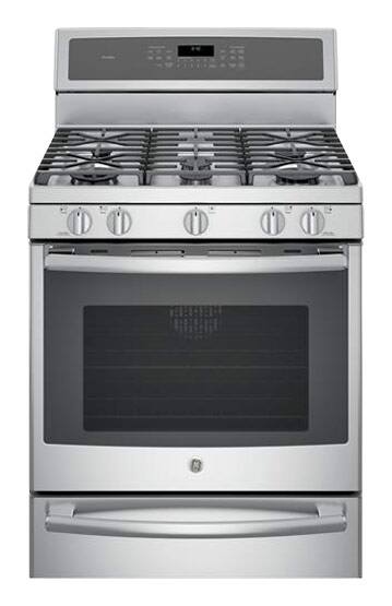 GE - Profile Series 5.6 Cu. Ft. Self-Cleaning Freestanding Gas Convection Range - Stainless steel-Front_Standard 