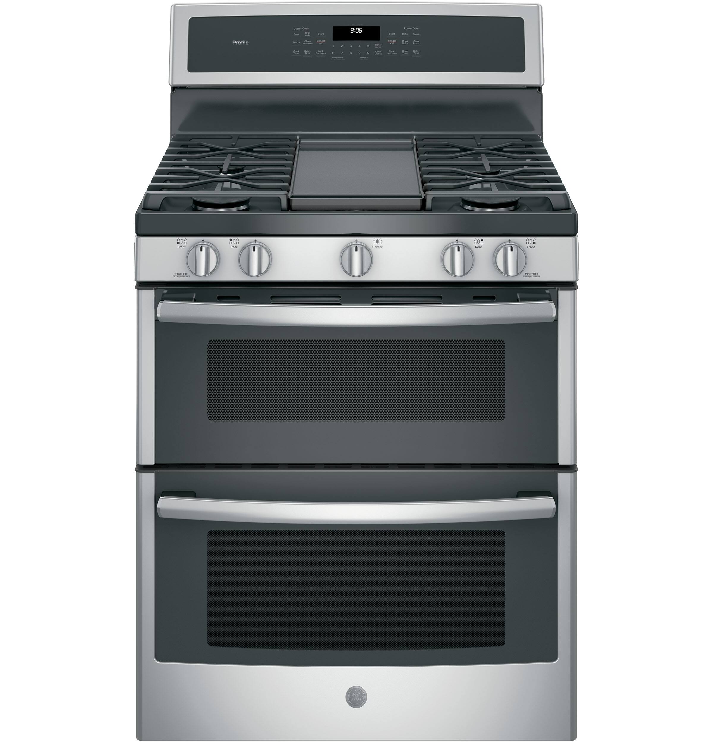 Alt View 11. GE Profile - 6.8 Cu. Ft. Self-Cleaning Freestanding Double Oven Gas Convection Range.