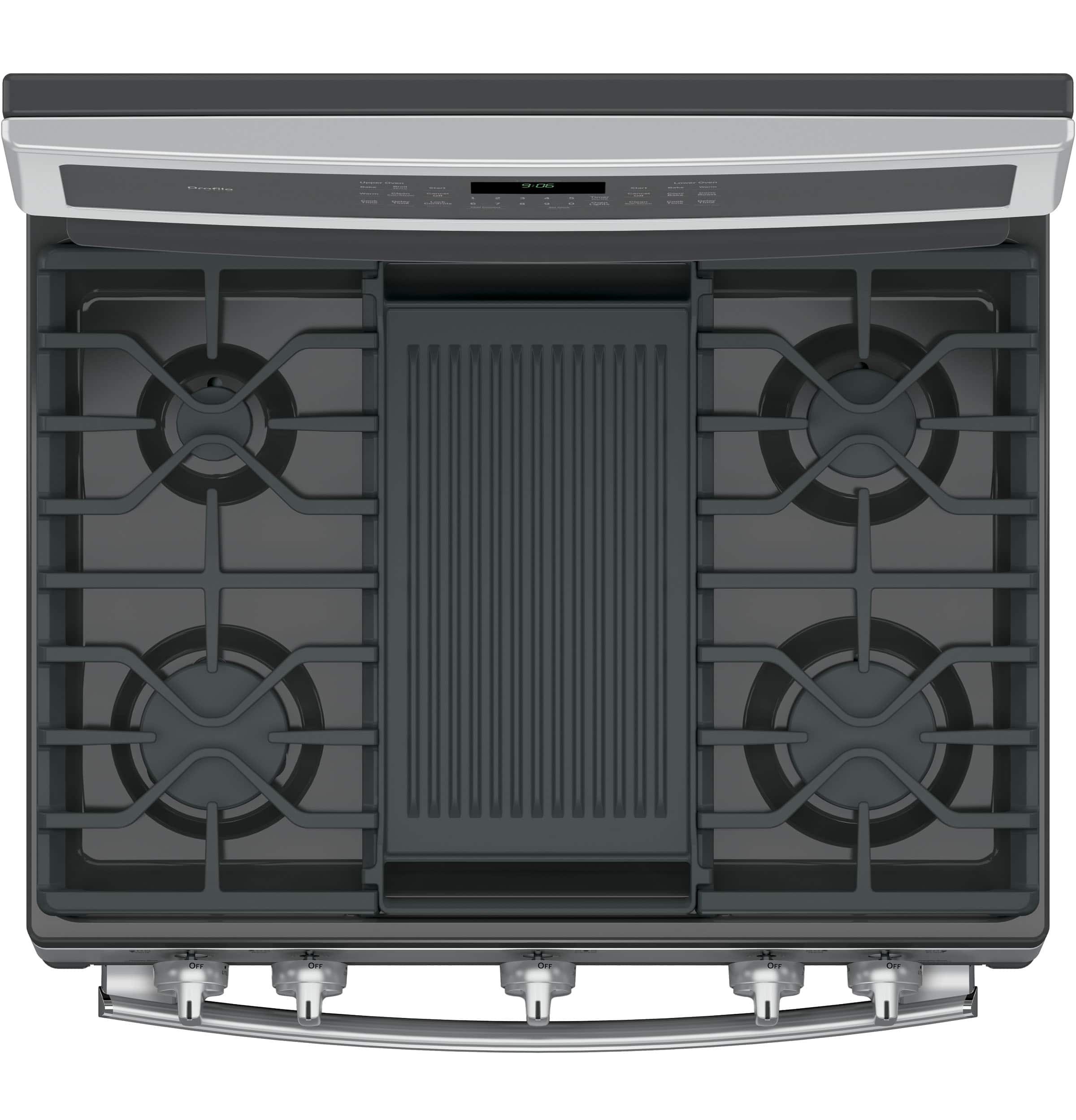 Alt View 14. GE Profile - 6.8 Cu. Ft. Self-Cleaning Freestanding Double Oven Gas Convection Range.