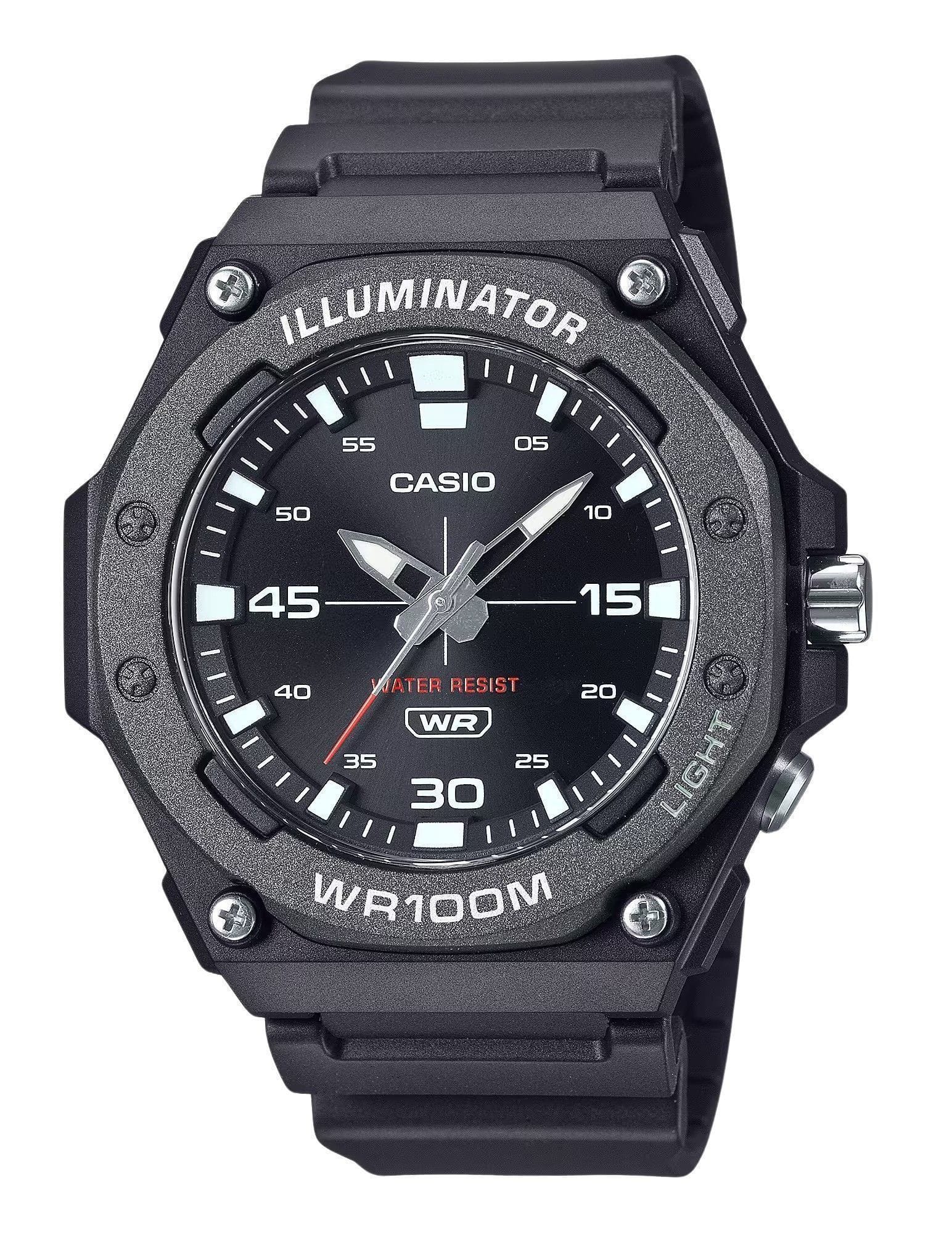Casio - Illuminator Quartz MW-620H-1AV Mens Watch Analog Resin Strap Dial 100M - Black