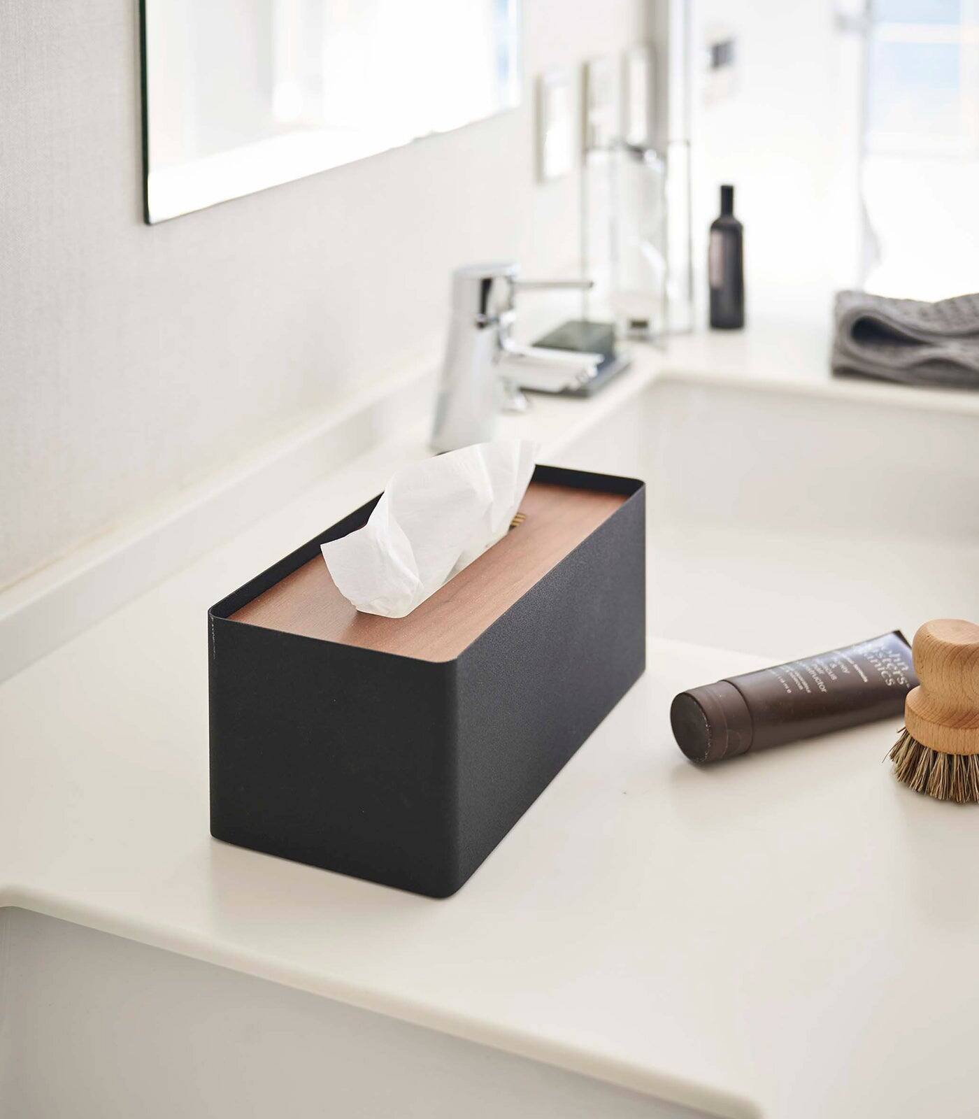Alt View 5. Yamazaki Home - Tissue Box Cover - Rectangle - Steel - Ash.
