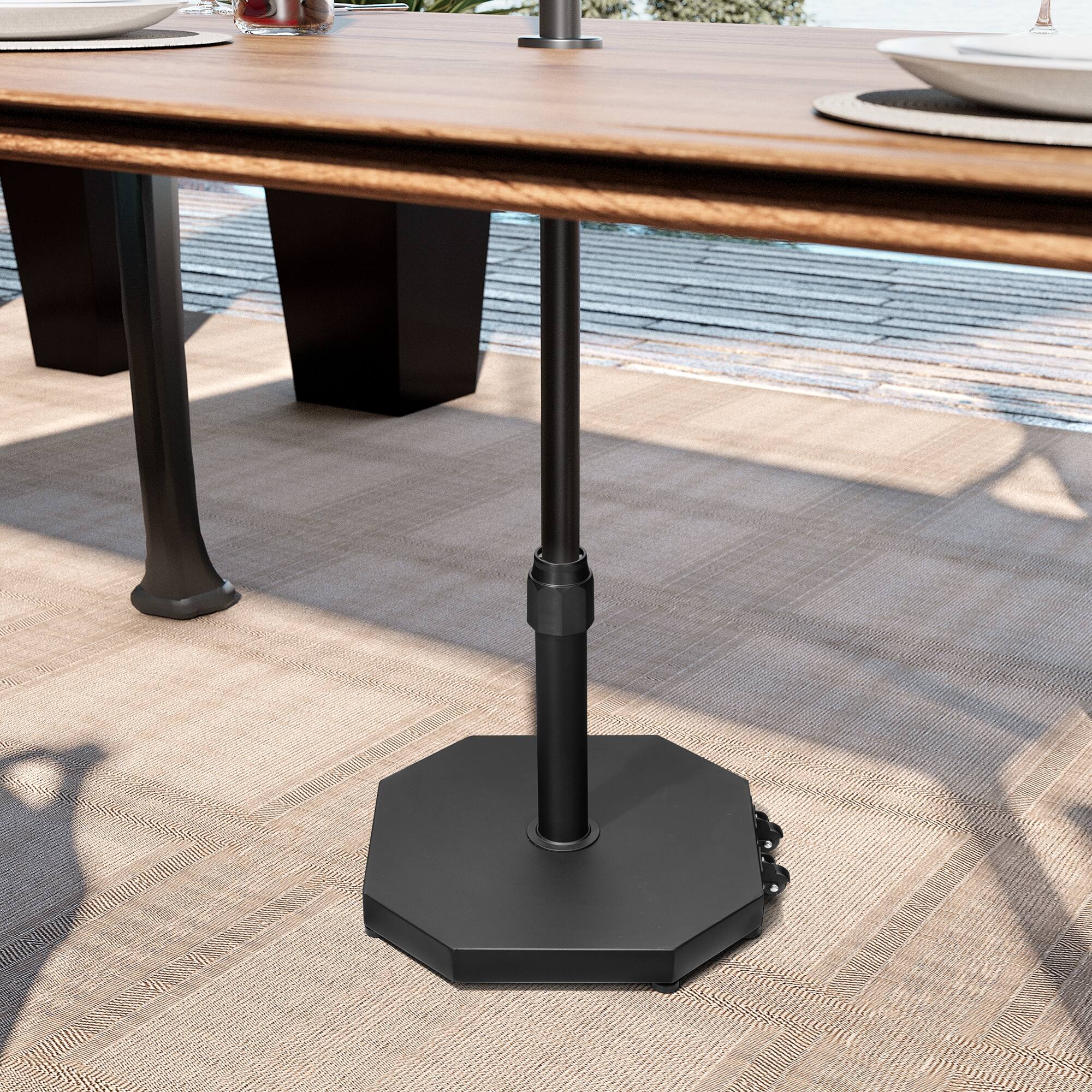 Alt View 2. Crestlive Products - Crestlive Products 40 Lb. Cement Patio Market Umbrella Base With Wheels - Black.