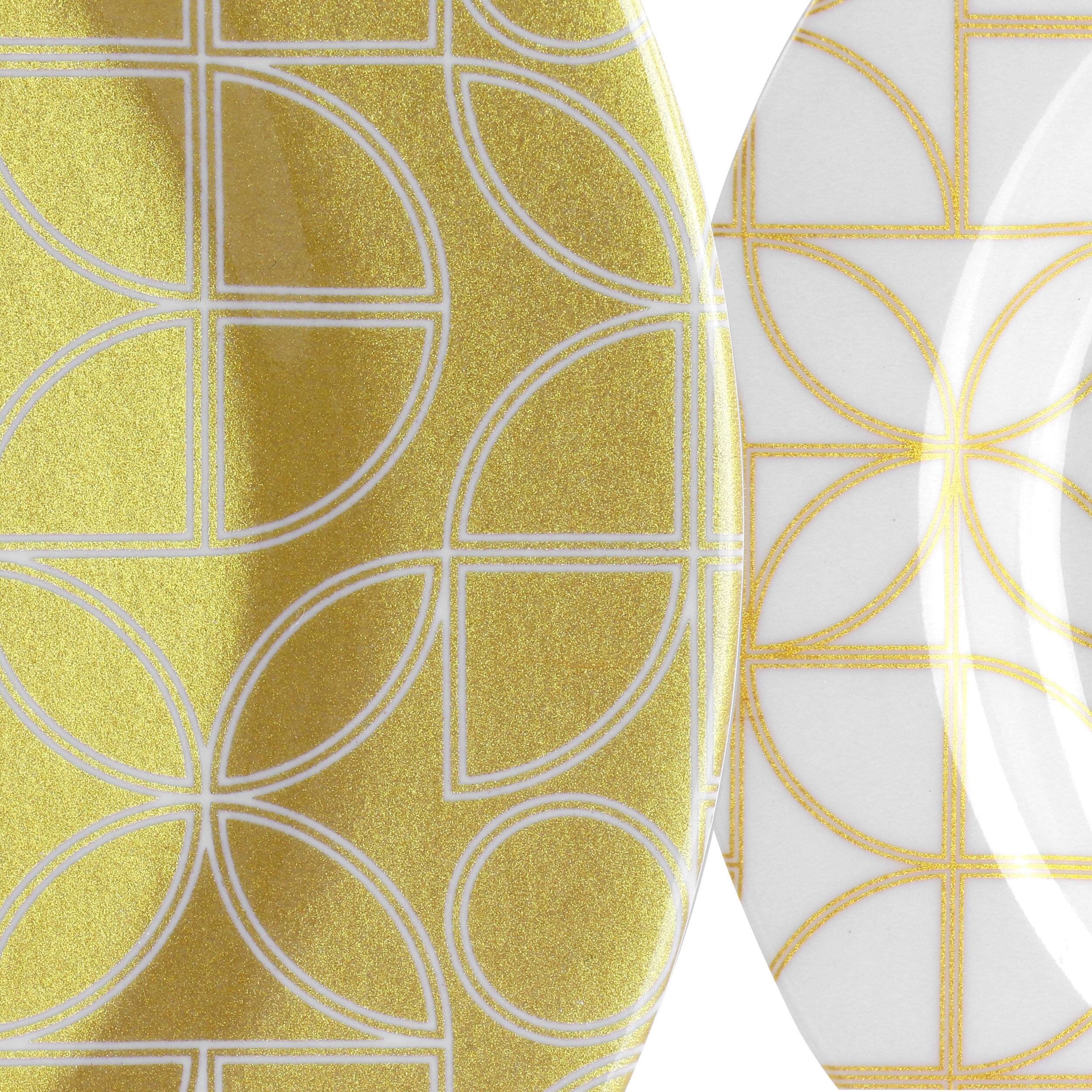 Alt View 5. Laurie Gates - Laurie Gates California Designs Summer Bloom 12 Piece Melamine Dinnerware Set in Gold - Gold/White.