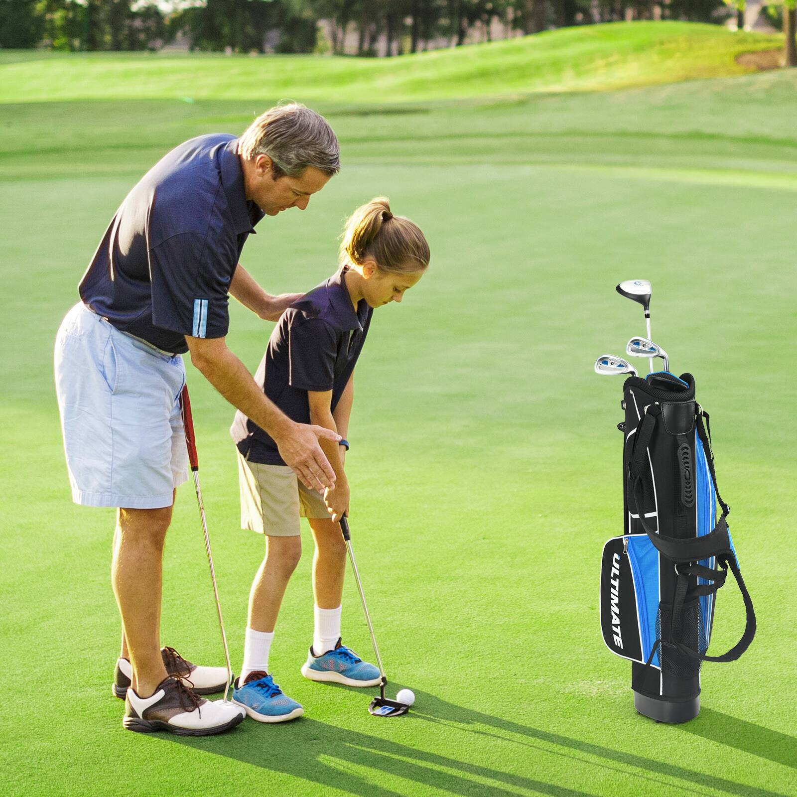 Alt View 9. Costway - Costway 31" Portable Junior Complete Golf Club Set for Kid Age 8+ Set of 5 - Blue.