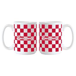 Logo Brands - Tampa Bay Buccaneers 2-Pack 15oz. Checkered Wordmark Mug Set - Multicolor