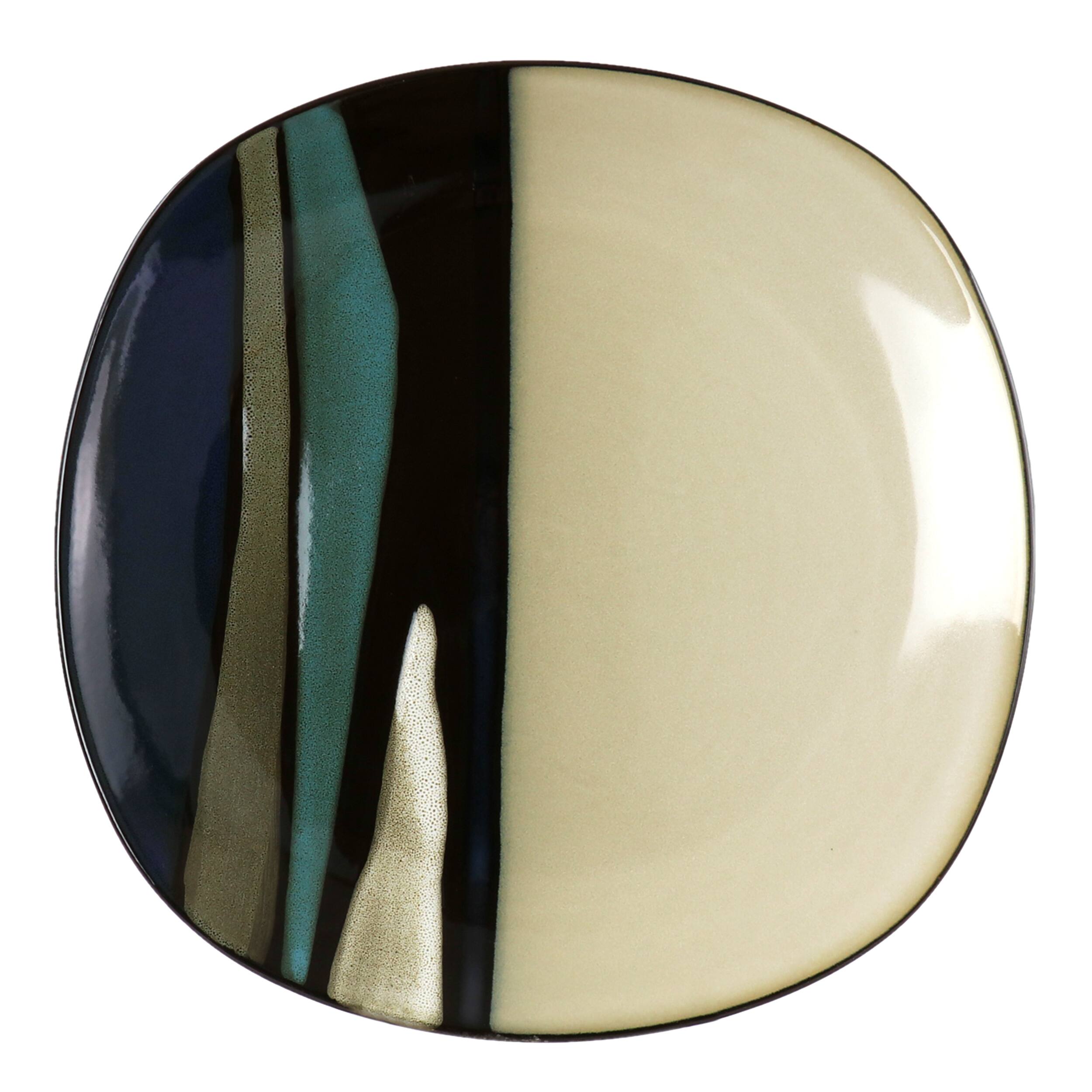 Alt View 1. Hometrends - Hometrends Althea 12 Piece Soft Square Stoneware Dinnerware Set in Teal - Teal.