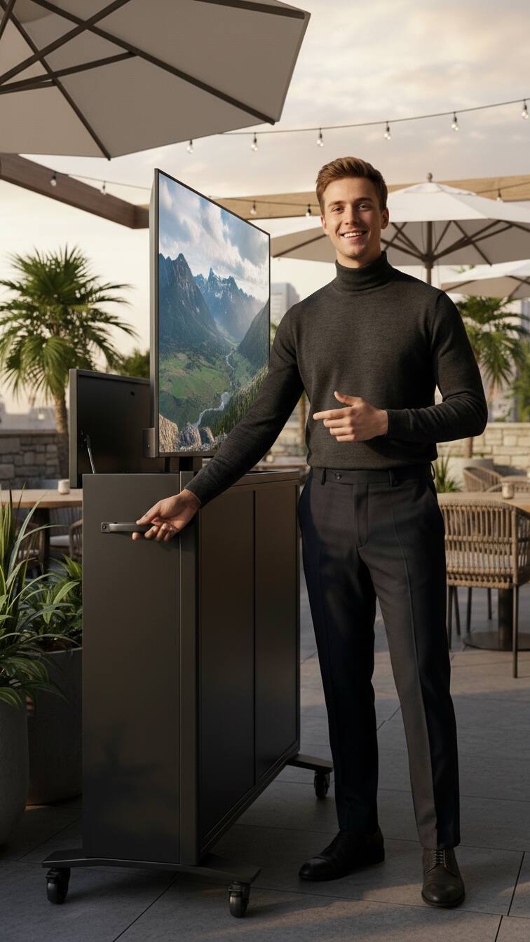 Alt View 6. Apollo Enclosures - Outdoor TV Lift Cabinet for up to 55" TVs - Black.