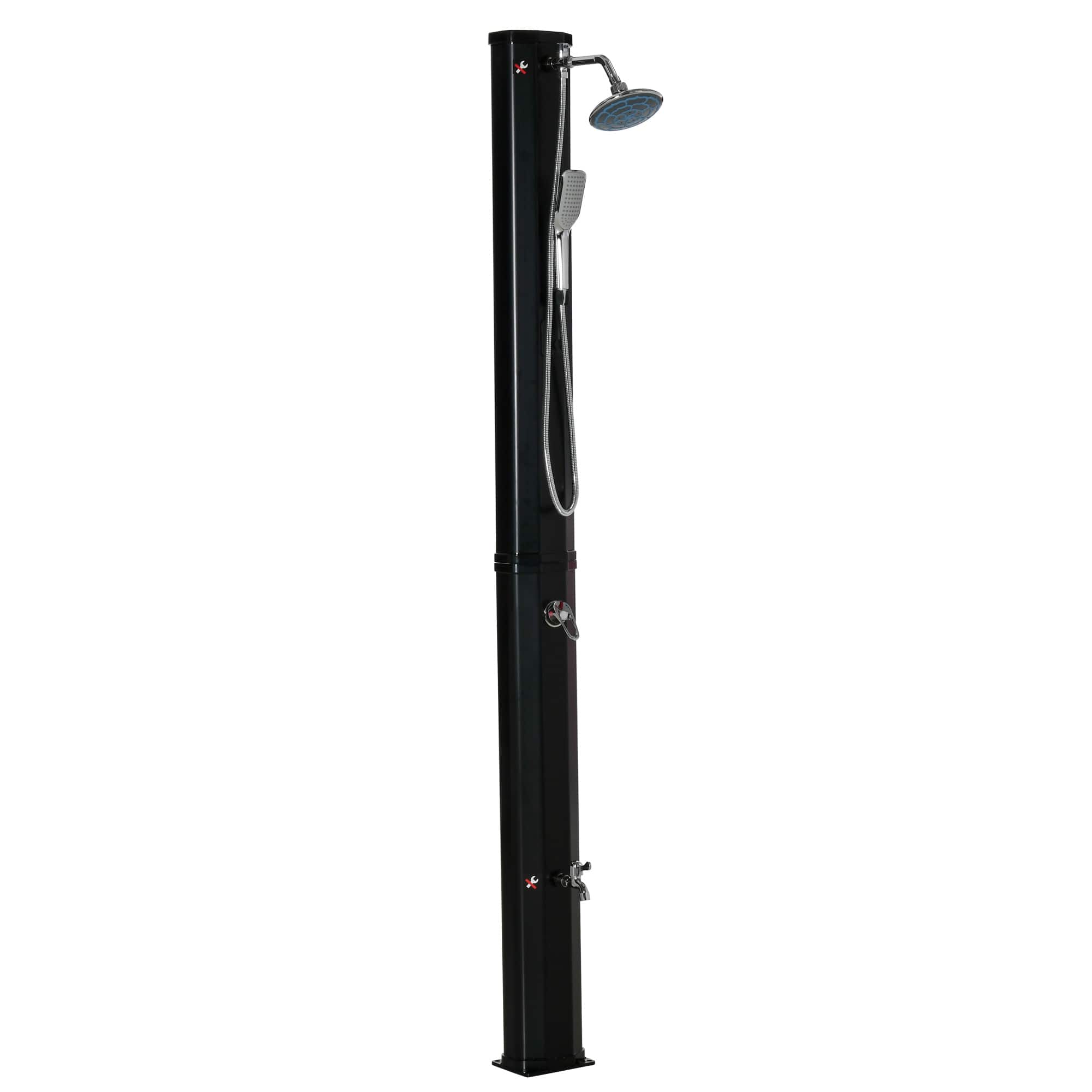 Outsunny - 7' Outdoor Solar Heated Shower with 360 Rotating Rainfall & Handheld Shower Head - Black price history on PriceWatchPro