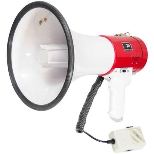 Front. PYLE - Megaphone - 50 W Amplifier - White/Red.
