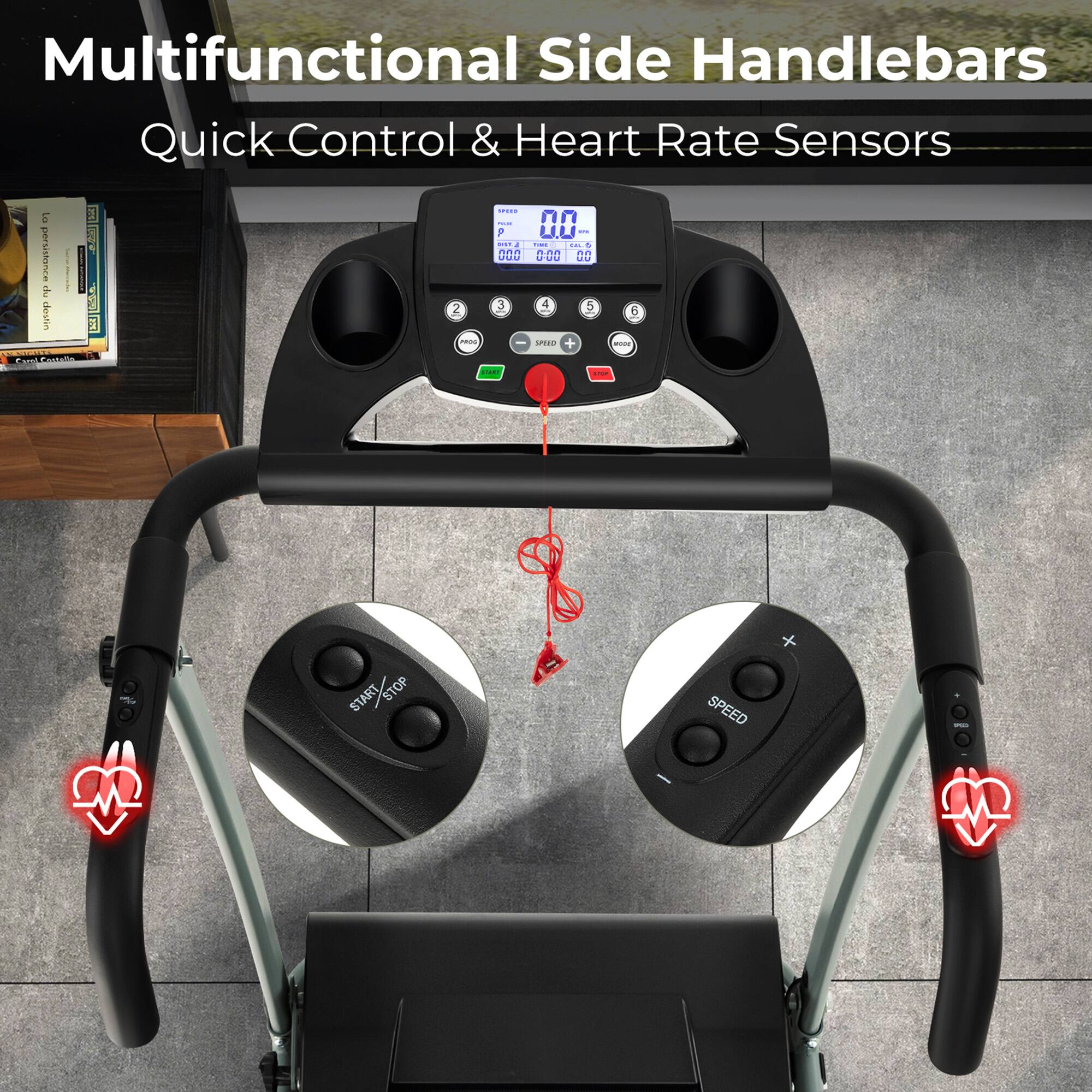Multifunctional Side Handlebars  
Quick Control & Heart Rate Sensors