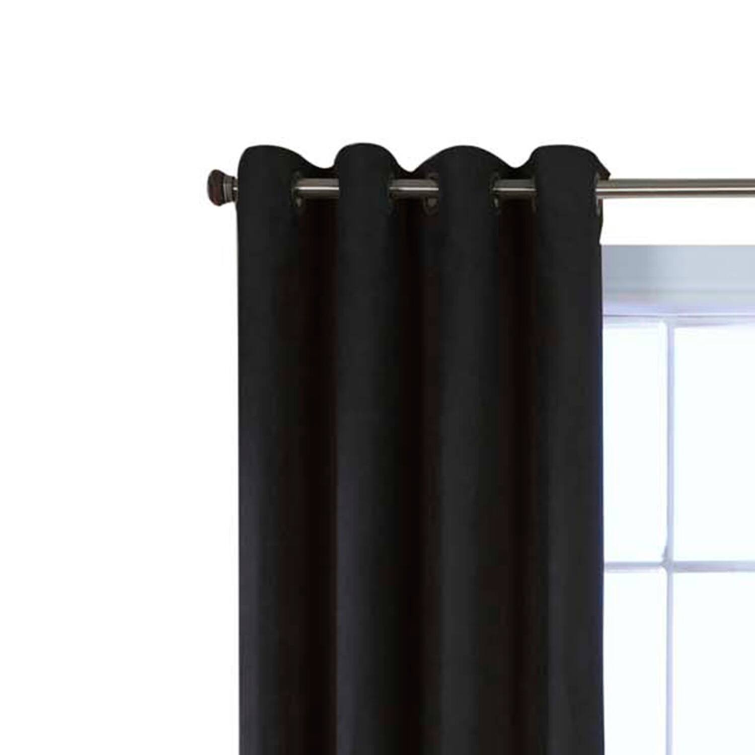Angle. Commonwealth Home Fashions - Commonwealth Thermaplus Navar Blackout Faux Suede Grommet Top Panel - 54x95" - Black - Black.