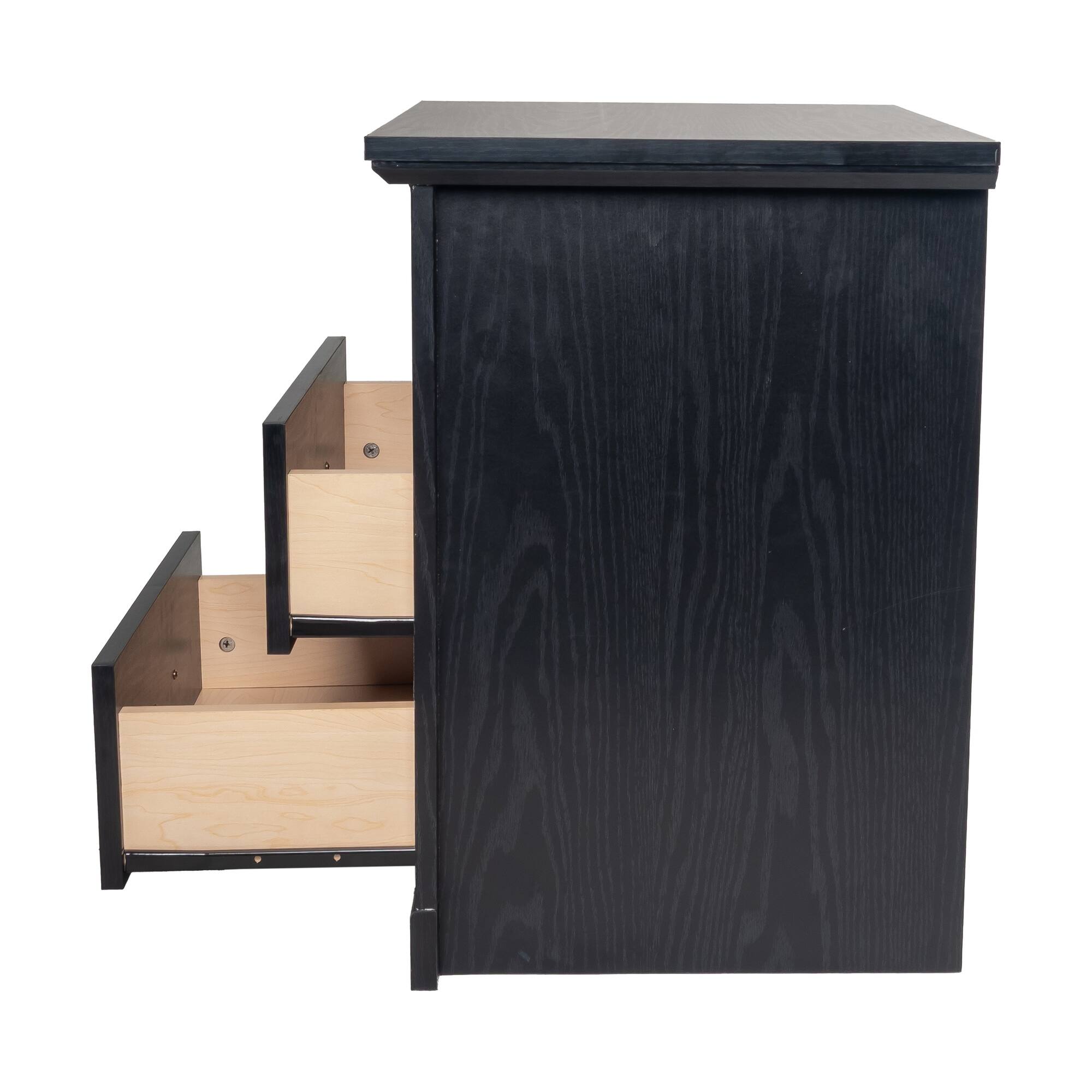 Left. Boyel Living - 2-Drawer Nightstand with Open Storage Shelf - Black.