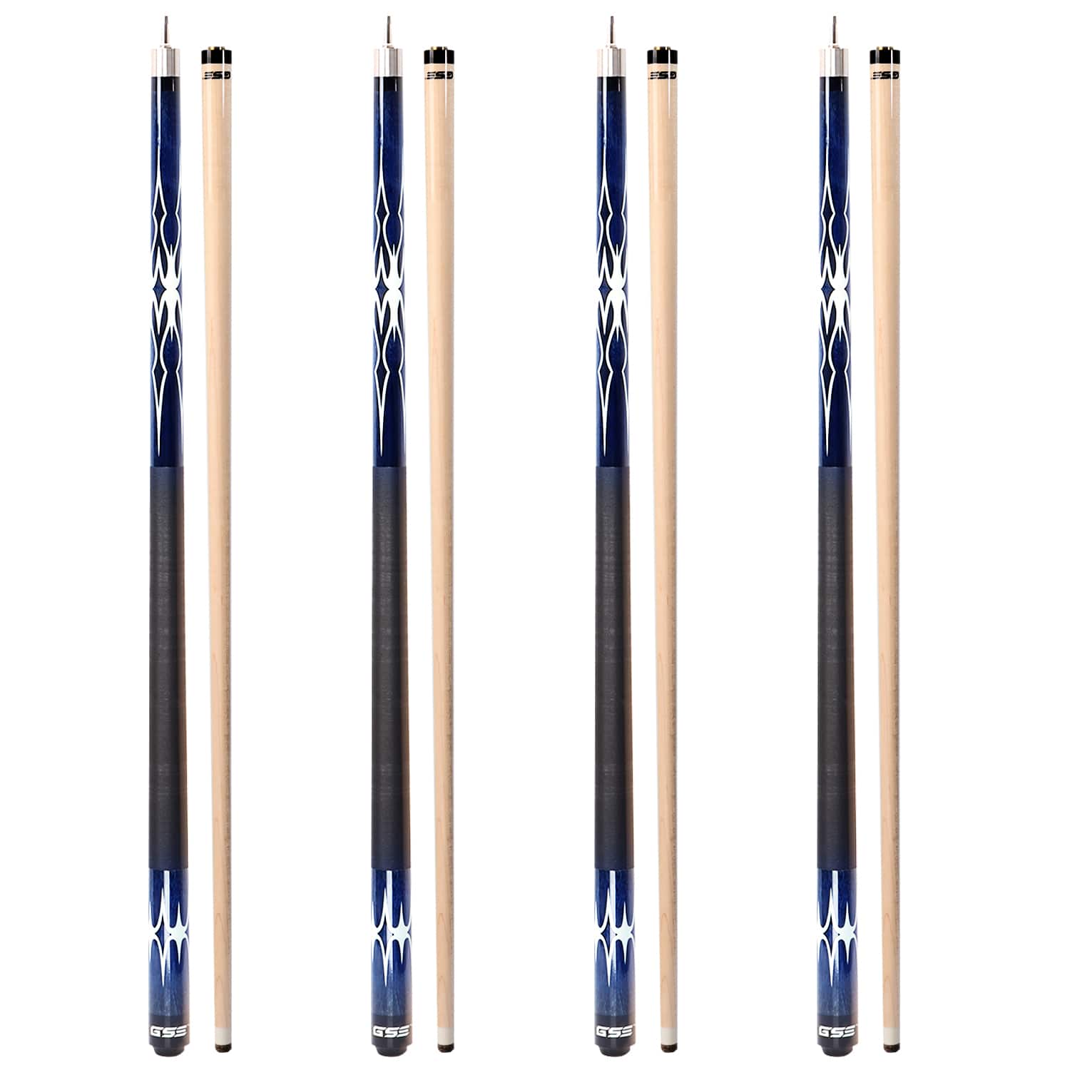 GSE Games & Sports Expert - Set of 4 Canadian Maple Hardwood Billiard Pool Cue Stick for Men/Women - 18/19/20/21oz Each - Blue price history on PriceWatchPro