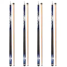 GSE Games & Sports Expert - Set of 4 Canadian Maple Hardwood Billiard Pool Cue Stick for Men/Women - 18/19/20/21oz Each - Blue