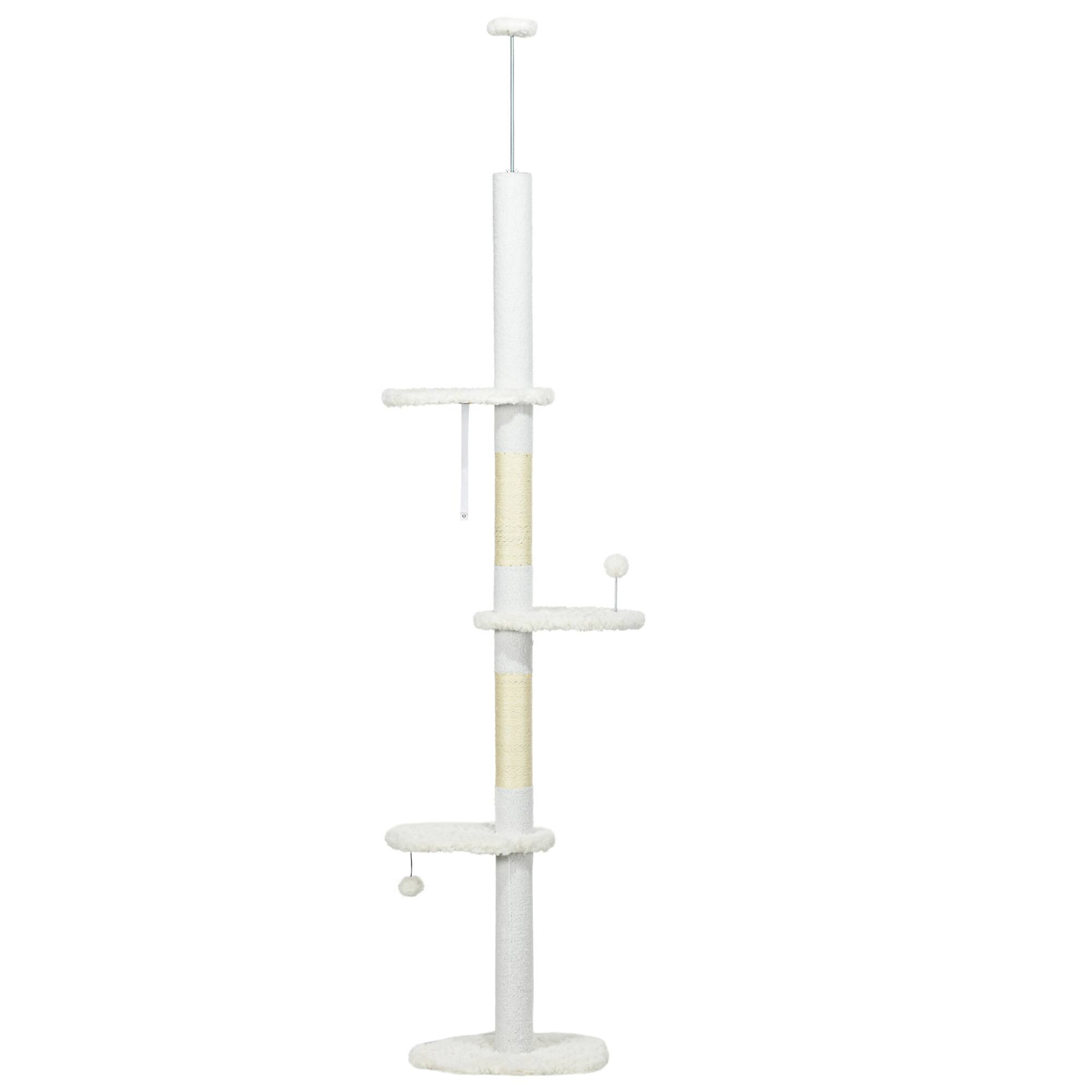 Pawhut Floor to Ceiling Cat Tree White - Best Buy