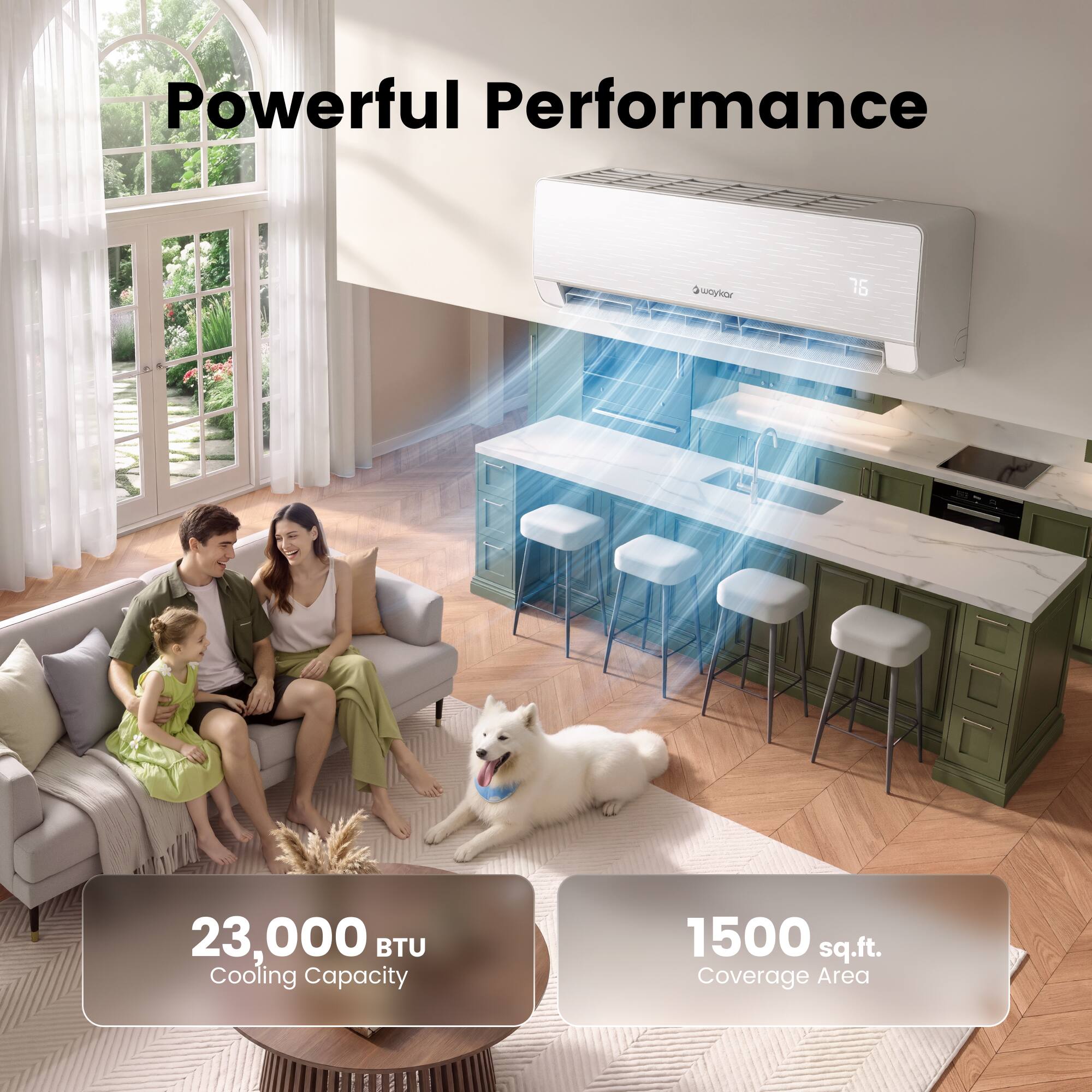 Powerful Performance  
23,000 BTU Cooling Capacity  
1500 sq.ft. Coverage Area