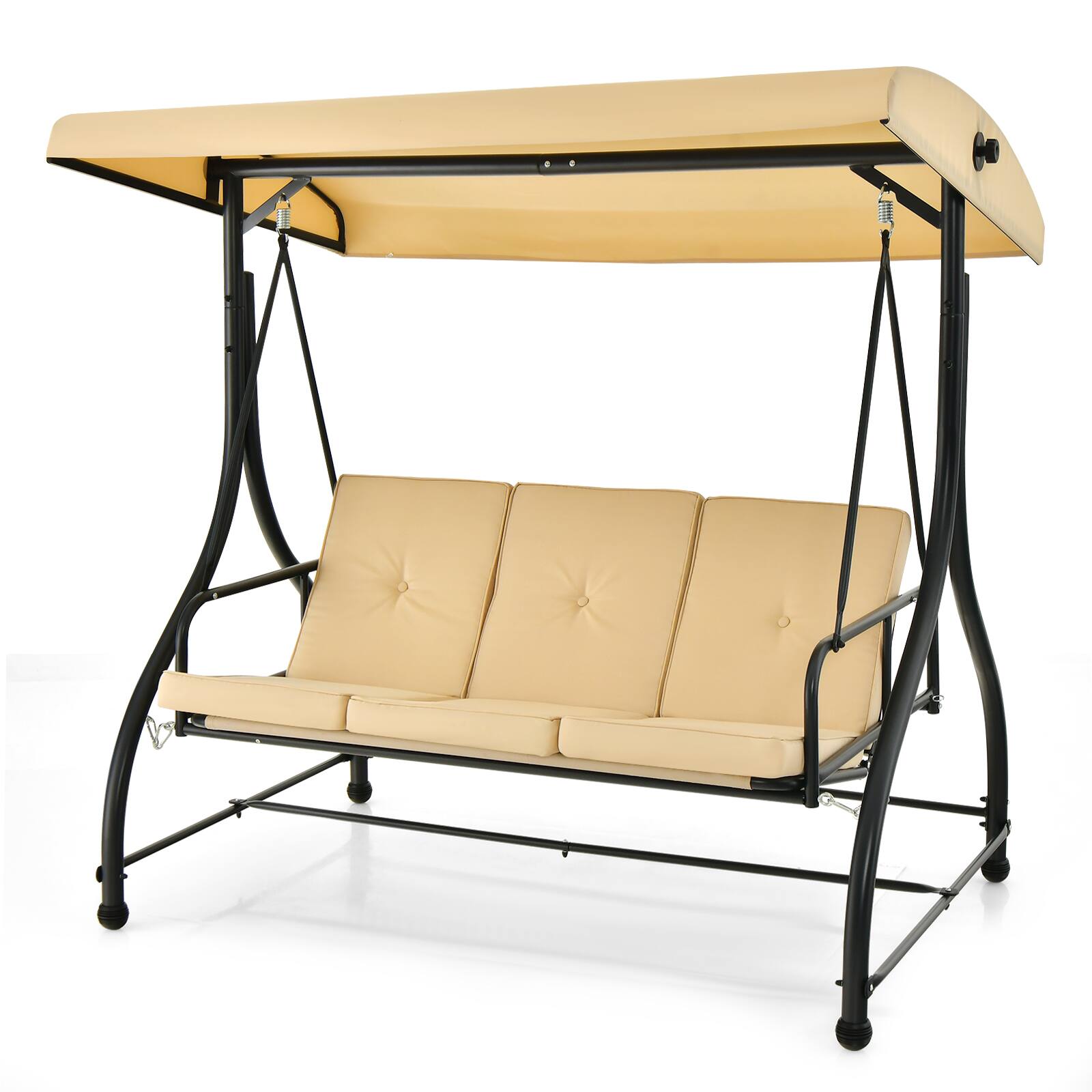 Alt View 9. Costway - Costway Converting Outdoor Swing Canopy Hammock 3 Seats Patio Deck Furniture - beige.