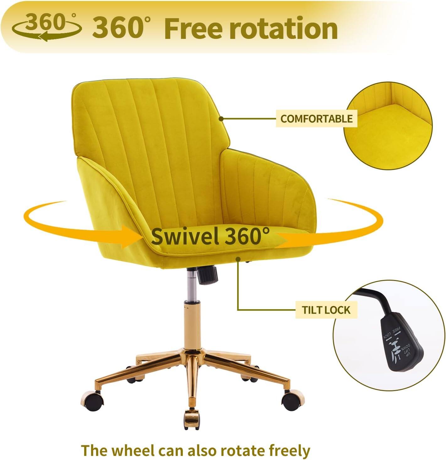 360° Free rotation

Swivel 360°

COMFORTABLE

TILT LOCK

The wheel can also rotate freely