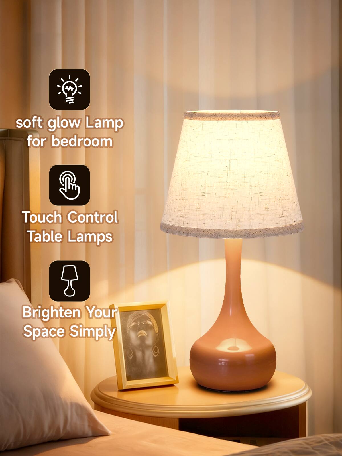 - soft glow Lamp for bedroom
- Touch Control Table Lamps
- Brighten Your Space Simply