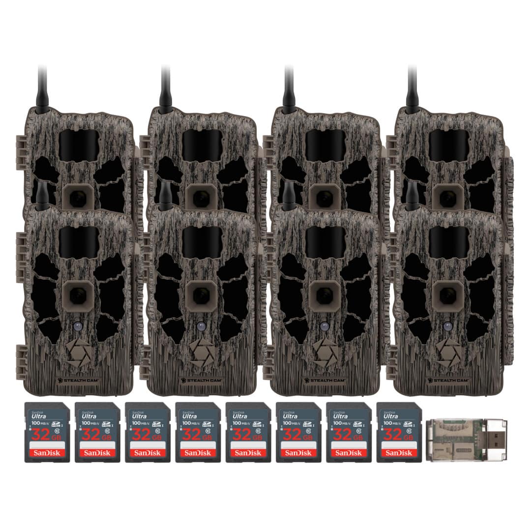 Stealth Cam - (Eight) DECEPTOR MAX 40MP Trail Camera with 32GB Memory Cards and Card Reader