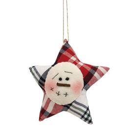 BreeBe - *Crimson Plaid Snowman Star Ornament - Multicolor