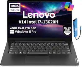 Lenovo - V14 Gen4 14" FGD Laptop - Intel Core i7 with 40GB Memory - 1TB SSD - Windows 11 Pro - Black
