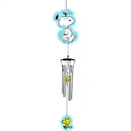 Spoontiques - Peanuts Snoopy and Woodstock Metal Outdoor Garden Wind Chime Patio Decoration 18 Inch