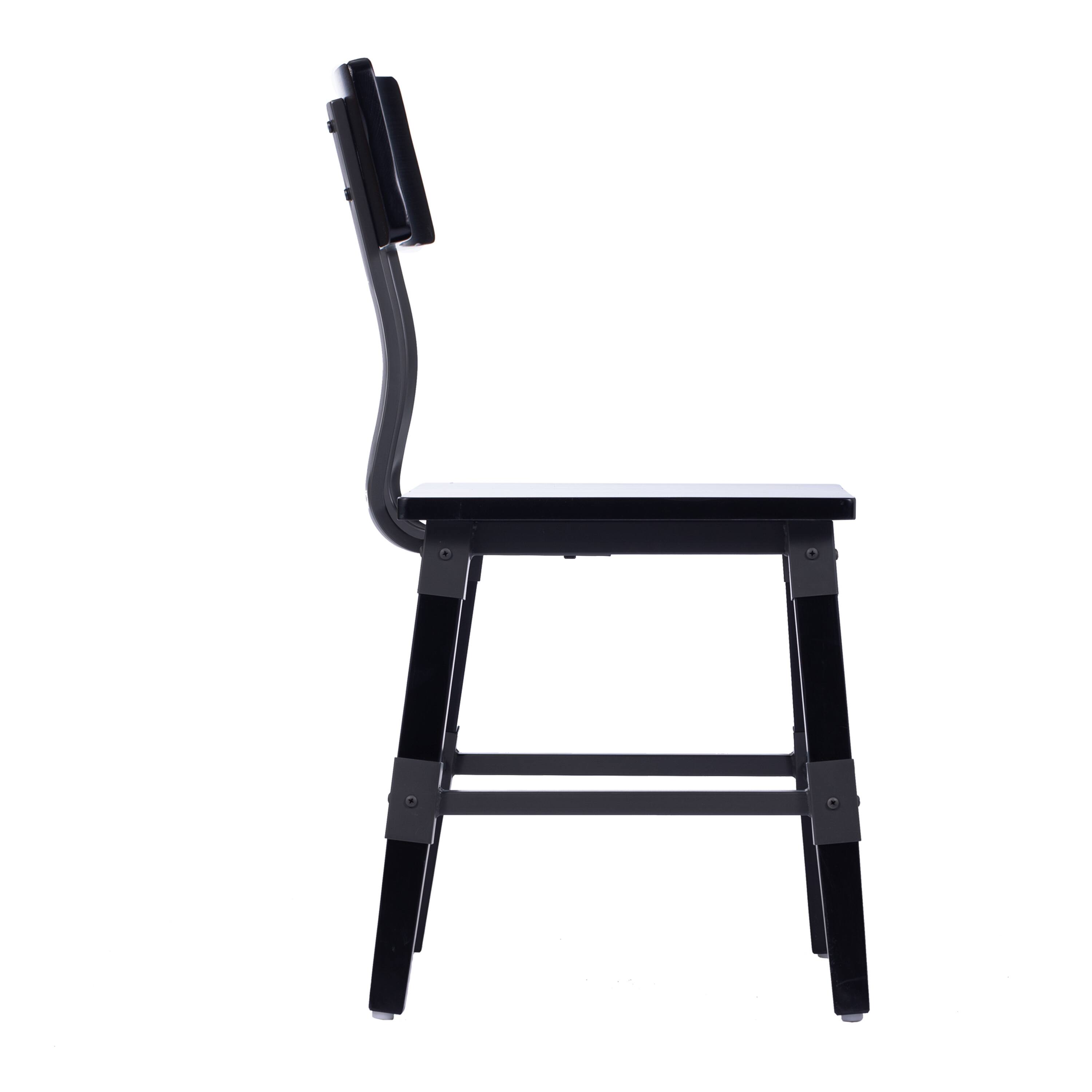 Alt View 8. Emma + Oliver - 2 Pack Commercial Grade Rustic Antique Industrial Style Wood Dining Chair - Black.